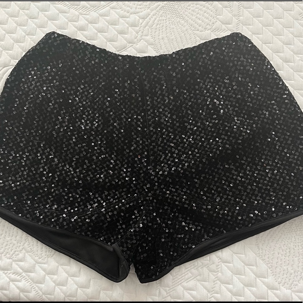 Black velvet sequin shorts